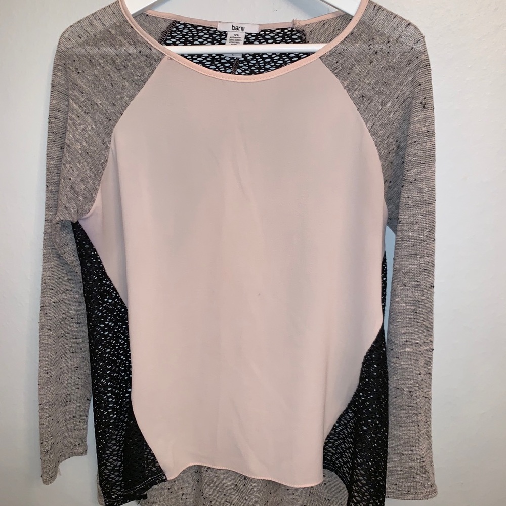 Pink / black / gray lace top - Bar III